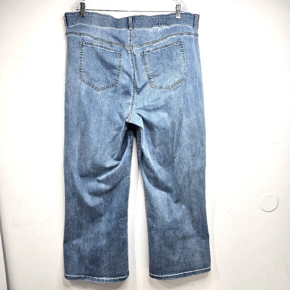 NYDJ Super Wide Leg Tummy Control Blue Denim Jeans Elastic Waist 2X - Picture 3 of 11